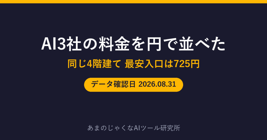 AI3社の料金を円で並べたのアイキャッチ画像