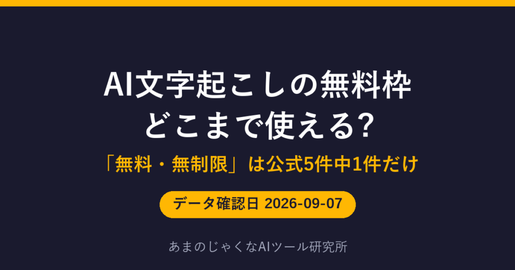 AI文字起こしの無料枠 どこまで使える?のアイキャッチ画像