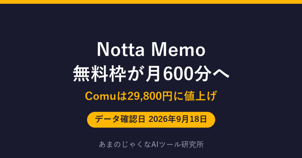 Notta Memo 無料枠が月600分へのアイキャッチ画像